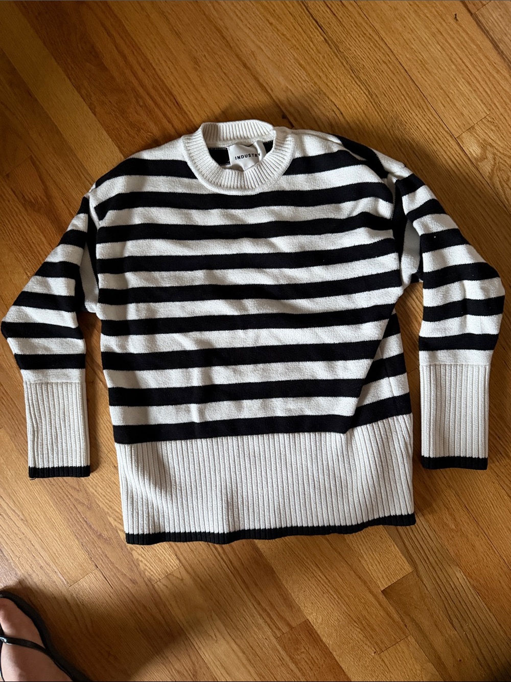 Striped Crewneck Sweater - Black & White